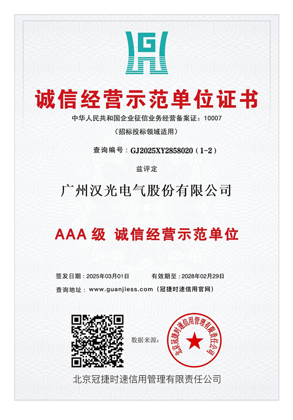 诚信经营示范单位证书